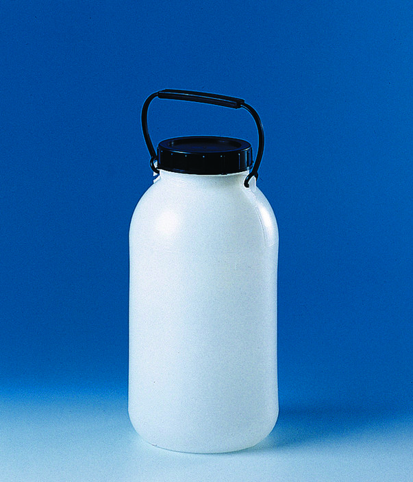lagringsflaske, PE-HD, vid hals, 10 l, med skrulokk and bære