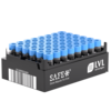 SAFE ® 2ml tubes, 2D bottom code, 1D & human readable side codes, pre-racked with blue caps, automation friendly rack, 50 racks per case.